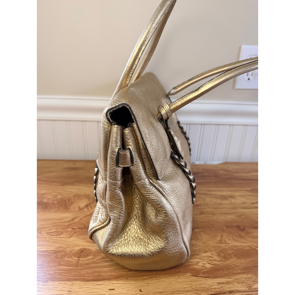 Rare Mulberry Bayswater Metallic Gold Leather Braided Handle Bag Vintage Y2K - Picture 15 of 16